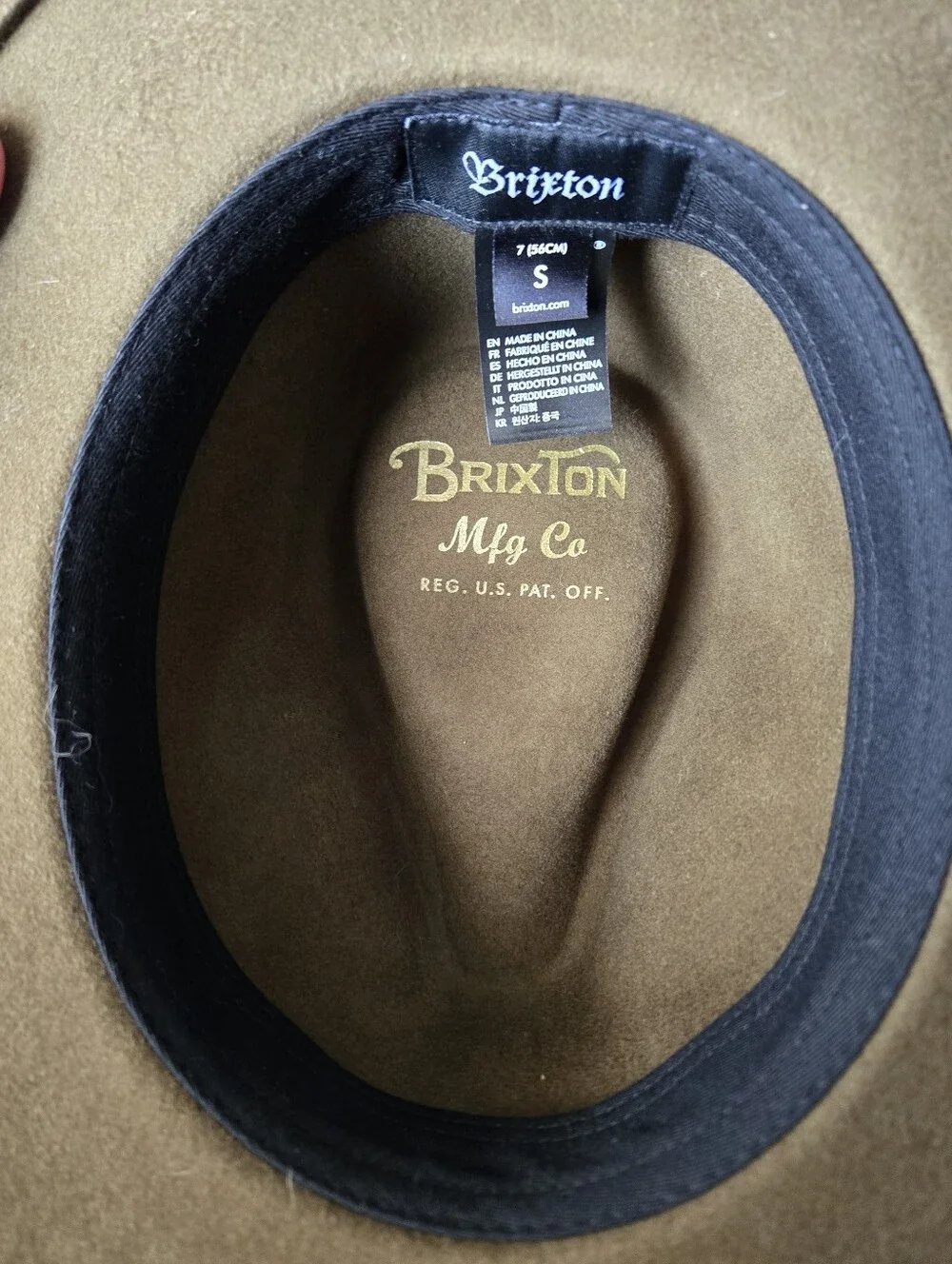 🤎 Brixton Messer Fedora Hat | Olive Brown | 100% Wool | Size Small (56 cm